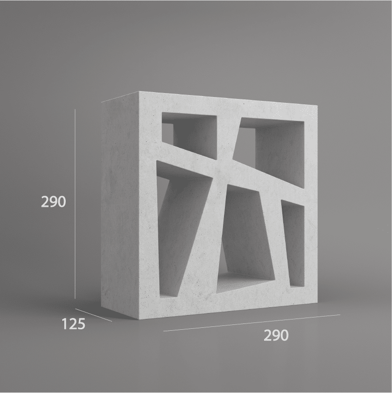 VB 313.125 concrete ventilation block with modern asymmetric angled cutouts – studio render view